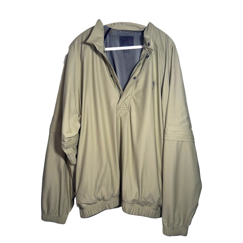 FIDRA Storm Proof Pullover Windbreaker Jacket Mens XL Khaki Mesh Lined Golf